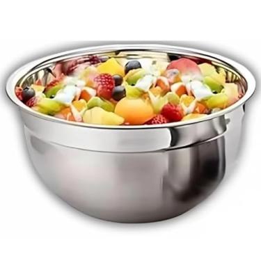 Imagem de Tigela Aço Inox 24cm Bowl Reforçada Pequena Multiuso Cozinha Preparo Salada Uso Profissional Doméstico