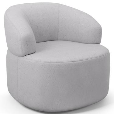 Imagem de Poltrona Giratória Orgânica Para Sala de Estar Living Helena L02 Linho Cinza - Lyam Decor