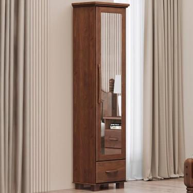 Imagem de Sapateira De Madeira 47cm 1 Porta Com Espelho Eduarda Café F07 - Mpozenato