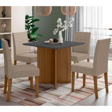 Imagem de Conjunto Sala De Jantar Quadrada Mesa Helo 90cm E 04 Cadeiras Josi Carvalho Com Grafite