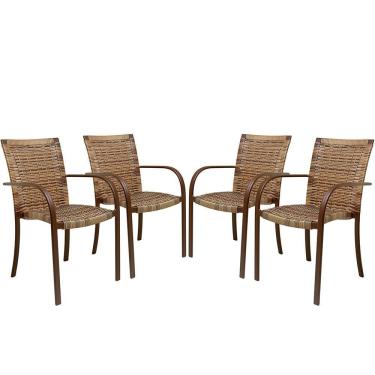 Imagem de 4 Cadeiras De Área Cappuccino Alumínio Marrom