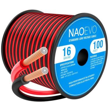 Imagem de Fio elétrico NAOEVO 16 Gauge 30m Cabo vermelho preto 12V/24V DC