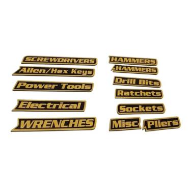 Imagem de Generic Conjunto de 12 Etiquetas Multifuncionais para Caixa de Ferramentas - Acessórios Reutilizáveis ​​para Organização de Ferramentas em Carrinhos, Armários, Amarelo