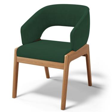 Imagem de Cadeira De Jantar E Estar Living Estofada Lince L02 Suede Verde Musgo