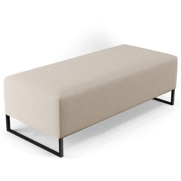 Imagem de Puff Sala De Estar Bali W01 Base Ferro 120x50 Cm Linho Bege