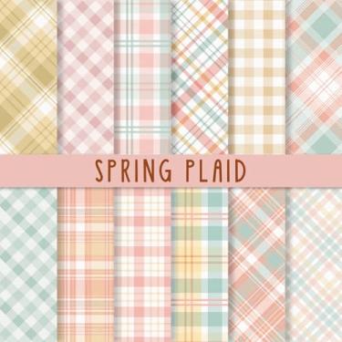 Imagem de JarThenaAMCS 24 folhas de papel xadrez pastel, xadrez, scrapbook, papel especial dupla face para primavera, artesanato faça você mesmo, criação de cartões, álbum de fotos, 15 x 15 cm