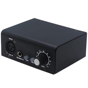 Imagem de Pré-amplificador de microfone Xlr de 2 canais, interface de áudio com potência Phantom de 48 V, amplificador de sinal de microfone para gravação de estúdio, som ao vivo e podcast