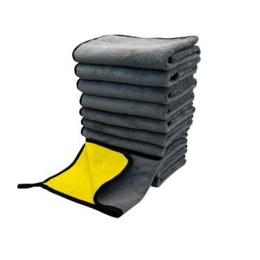 Imagem de Toalhas de microfibra premium deluxe (pacote com 10) polimento macio ultra-absorvente limpeza de secagem lavável durável grosso pano de cera de carro profissional limpeza doméstica 600GSM dupla face