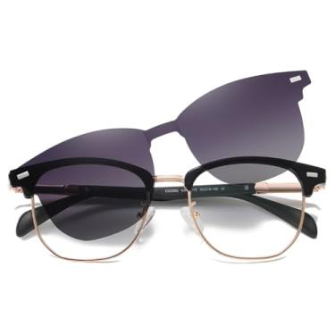 Imagem de VFDHN Óculos de sol clip-on semiarredondados para mulheres, lentes polarizadas TR90, proteção UV400 para homens, armação de metal (2 unidades)