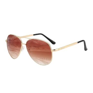 Imagem de Óculos de sol polarizados para homens e mulheres, óculos de sol aviador para dirigir, pescar, golfe, metal, piloto, Marrom