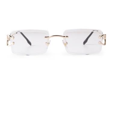 Imagem de HCHES Óculos de Sol Retangulares Sem Aro com Lentes Gradientes para Mulheres e Homens, Óculos de Sol de Luxo Bicolor para Dirigir (3)