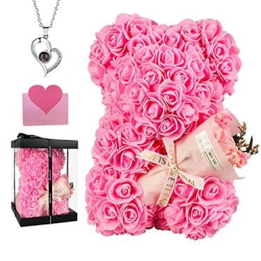 Imagem de K KYMAKE Urso rosa para dia dos namorados, urso de pelúcia rosa para mulheres, presente de urso rosa para ela, presentes femininos de dia das mães, casamento e aniversário, presentes de aniversário