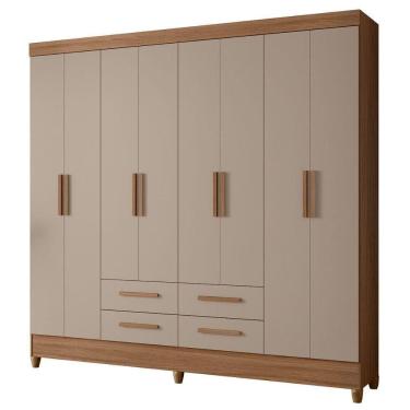 Imagem de Guarda Roupa Casal 8 Portas 204 Cm Florida Carvalho Fendi Moval Carvalho