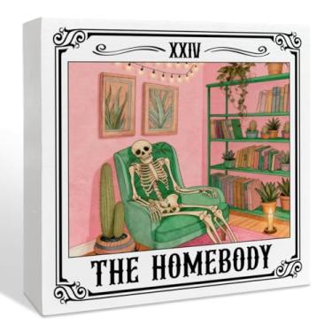 Imagem de The Homebody Cartão de Tarô Caixa de Madeira Decoração Placa para Quarto de Meninos, Presentes para Homens, Esqueleto Rosa Caseiro Decoração de Mesa para Meninos Casa Dormitório Apartamento