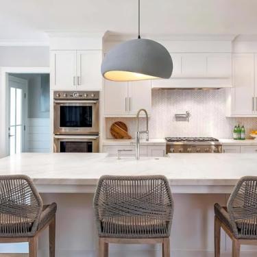 Imagem de Lustre minimalista estilo Wabi Sabi E27 para sala de jantar, iluminação decorativa com 1 lâmpada, cúpula oval, luminária pendente rústica para teto, adequada para sala de estar, ilha de cozi