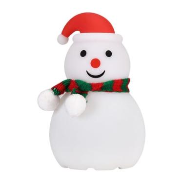 Imagem de KiBcsLic Luminária Noturna Boneco de Neve com Alto-falante e Música, Decorativa, 7 Cores, em Silicone, para Dormitório, Lareira, Casa e Cozinha.