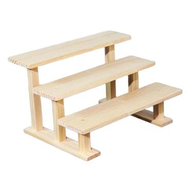 Imagem de IEUDNS Suporte de exibição de figuras, organizador de perfumes, suporte para cupcakes, expositor de madeira para colecionáveis, 3 Nível 30cm