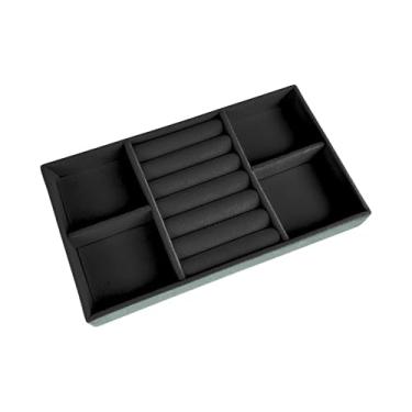 Imagem de Bandeja Porta Joias Organizadora de Bijuterias Para Gaveta Anel Brinco Colares Pulseira (4, Preto)