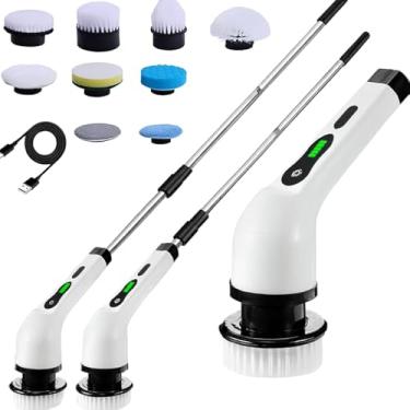 Imagem de Escova De Limpeza 9 Em 1 Elétrica Giratória Com Cabo Alongador - Limpeza Profunda sem Esforço para Banheiro e Cozinha