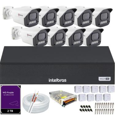 Imagem de Kit 9 Câmeras Full Color C/Áudio Dvr Intelbras 16ch 2TB Purple