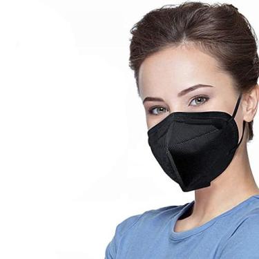 Imagem de 1 Unidade Máscara Descartável KN95 PFF2 Preta Com Clipe Nasal e Elásti