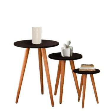 Imagem de Kit Trio De Mesinhas Jogo De Mesas Lateral Decorativa(Preta)