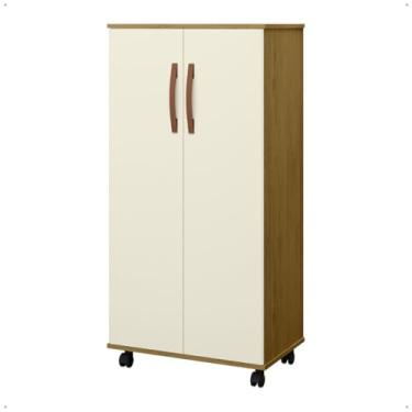 Imagem de Armário Sapateira Organizador Multiuso Prático Quarto Com Rodízios ou Pés 2 Portas(Nara Mel Com Pérola)