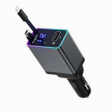 Imagem de Adaptador Veicular Retrátil 4 em 1 com Cabo Integrado – Uso em Porta USB de Carro 12 V / 24 V – Acessório Automotivo Passivo para Celulares e Tablets