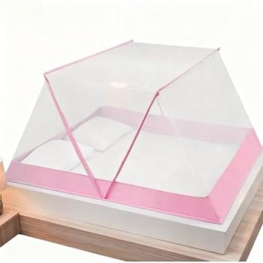 Imagem de Mosquiteiro Dobrável Para Cama Casal e Queen – Tenda Protetora Anti-Mosquito, Pernilongo e Insetos, Fácil Transporte(135X190X80 ROSA)