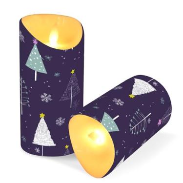 Imagem de Blueangle Pacote com 2 velas de árvore de Natal sem chamas com controle remoto e temporizador, velas LED cintilantes (7,6 cm x 9,9 cm) para decoração de casa, casamento, acampamento (746)