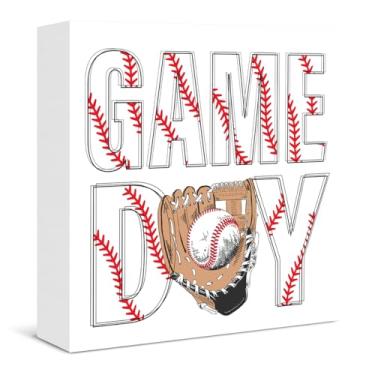 Imagem de Placa de beisebol engraçada decoração dia do jogo placa de bloco de madeira prateleira de casa decoração de parede jogadores de beisebol presentes amantes