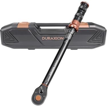 Imagem de DURAXION Chave de torque de acionamento de 1/5.1 cm, escalas de alcance duplo de precisão de ± 3% de 13,6 a 230,5 Nm, chaves de torque de direção dupla de 72 dentes para manutenção de moto, carro