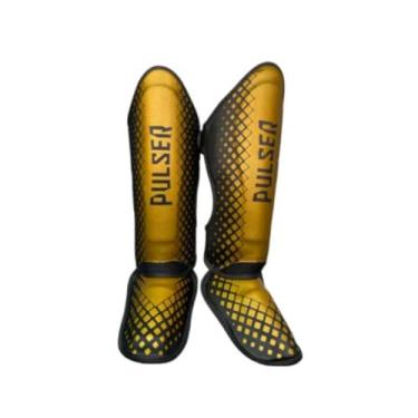 Imagem de Caneleira Protetor para Muay Thai Pulser/Thunder, PU Alta Resistência, 30mm (Dourado, M)