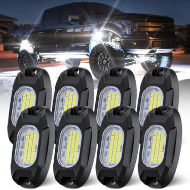 Imagem de Luzes de rocha, LEDMIRCY R6, luzes brancas de rocha, 8 peças para caminhões, UTV, off-road, barco, quadriciclo, SUV, Luces para carro, super brilhante, alta potência, sob brilho, luz neon à prova de