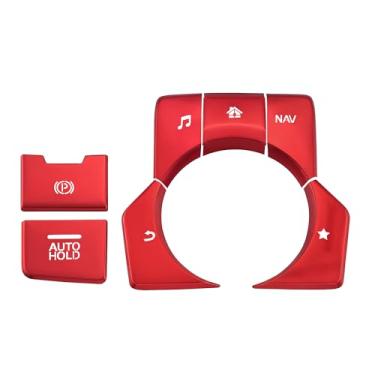 Imagem de TOMALL Capa de botão multimídia compatível com Mazda Cx5 2017-2020 Alumnium Freio de mão eletrônico compatível com Mazda 6 2018-2021 console central Media Parking Switch Trim Acessórios para carro