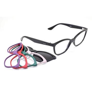 Imagem de Oculos Armação Smart Frentes Coloridas Feminino Gatinha 937, Preto