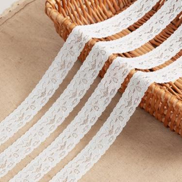 Imagem de LYXMYGS Fita de acabamento de renda, fita de renda branca de 25 metros, 2,5 cm de largura, acabamentos delicados de coroa, fitas para artesanato, costura e apliques de vestidos de noiva