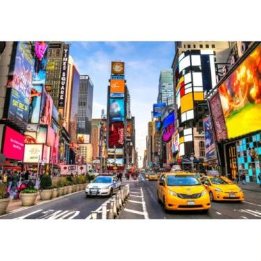 Imagem de SIEDYCV 3 x 2,4 m New York Times Square pano de fundo NYC Street Taxi Building Broadway Street Cityscape Fotografia Fundo para Férias de Férias NYC Tema Festa Suprimentos para Sessão de Fotos Vinil