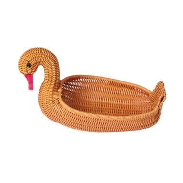 Imagem de Baoblaze Cesta de frutas trançada em imitação de rattan, tigela organizadora para servir alimentos, bandeja para guardar pratos, porta-chaves, ideal para chá,