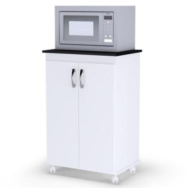 Imagem de Balcão Micro-ondas Multiuso Vitória com 02 Portas Branco - Desk Design