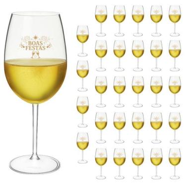 Imagem de Taças Vinho Acrílico 600ml Boas Festas Taça Vinho 30pçs - NEOPLAS, TRA