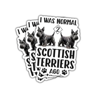 Imagem de Adesivos de vinil com 3 peças I was Normal 2 Scottish Terriers Ago (I was Normal 2 Scottish Terriers Ago), adesivos engraçados de vinil para laptop, caderno, garrafa de água, para-choque de carro