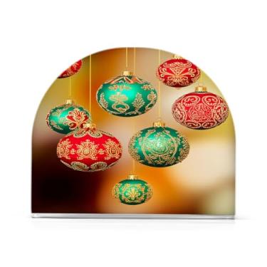 Imagem de Qilmy Porta-guardanapos de acrílico com bola de Natal lindamente colorida, porta-guardanapos para mesas cozinha restaurante decoração de casa, suporte decorativo moderno para guardanapos de coquetel