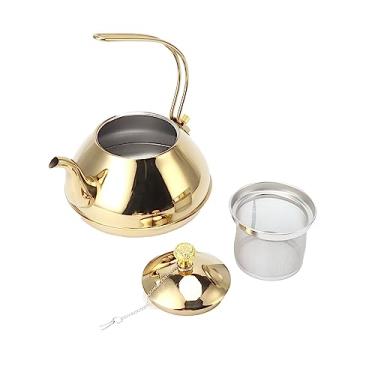Imagem de Bule de aço inoxidável QANYEGN, caldeiras de água com filtro, chaleira de fogão de grande capacidade de 1,5L para chá, café e água quente (Ouro)