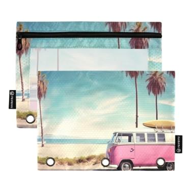 Imagem de Wassud Pastas de fichário para surfe na praia, pacote com 2, pastas de bolso com 3 furos, organizador de fichários para casa, escritório