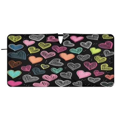 Imagem de CEBUGI Para-brisa de carro dobrável Sombra de sol de giz de cera corações persianas de janela de carro guarda-chuva dianteiro para-brisa para-sol para acessórios de carro legal bloqueador solar