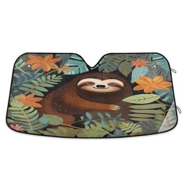 Imagem de Wassud Preguiça em casa para-sol de para-brisa de carro, persianas refletivas para janela frontal de carro, protetor de viseira de sol bloqueia raios UV, persiana dobrável sanfonada para carro