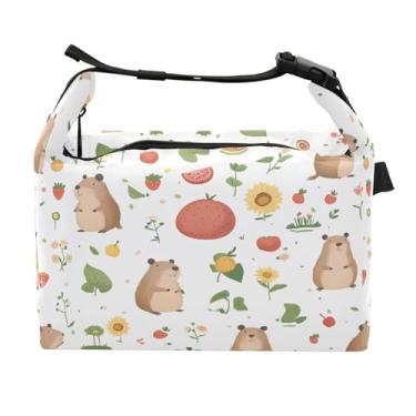 Imagem de STAYTOP Lancheira fofa capivara com fivela de alça, lancheira isolada para meninos e meninas, lancheira térmica para trabalho escolar