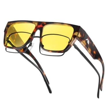 Imagem de Óculos de sol grandes para mulheres e homens, óculos de sol polarizados modernos para dirigir com proteção UV, Carapaça de tartaruga/amarelo
