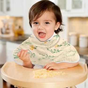 Imagem de CEBUGI Panos para Arrotar Musselina para Bebês 56 x 28 cm Toalhas de Banho Absorventes Macias Flores Amarelas Algodão Arrotar Trapos para Bebês Meninos e Meninas 1 Pacote